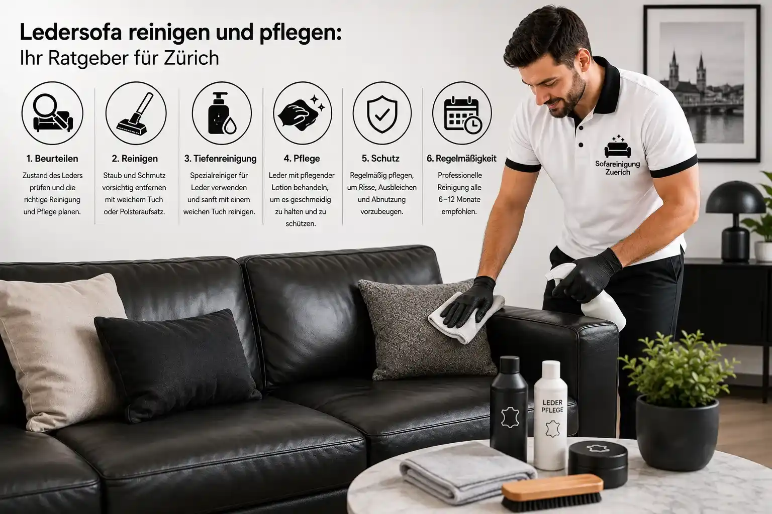Ledersofa reinigen und pflegen